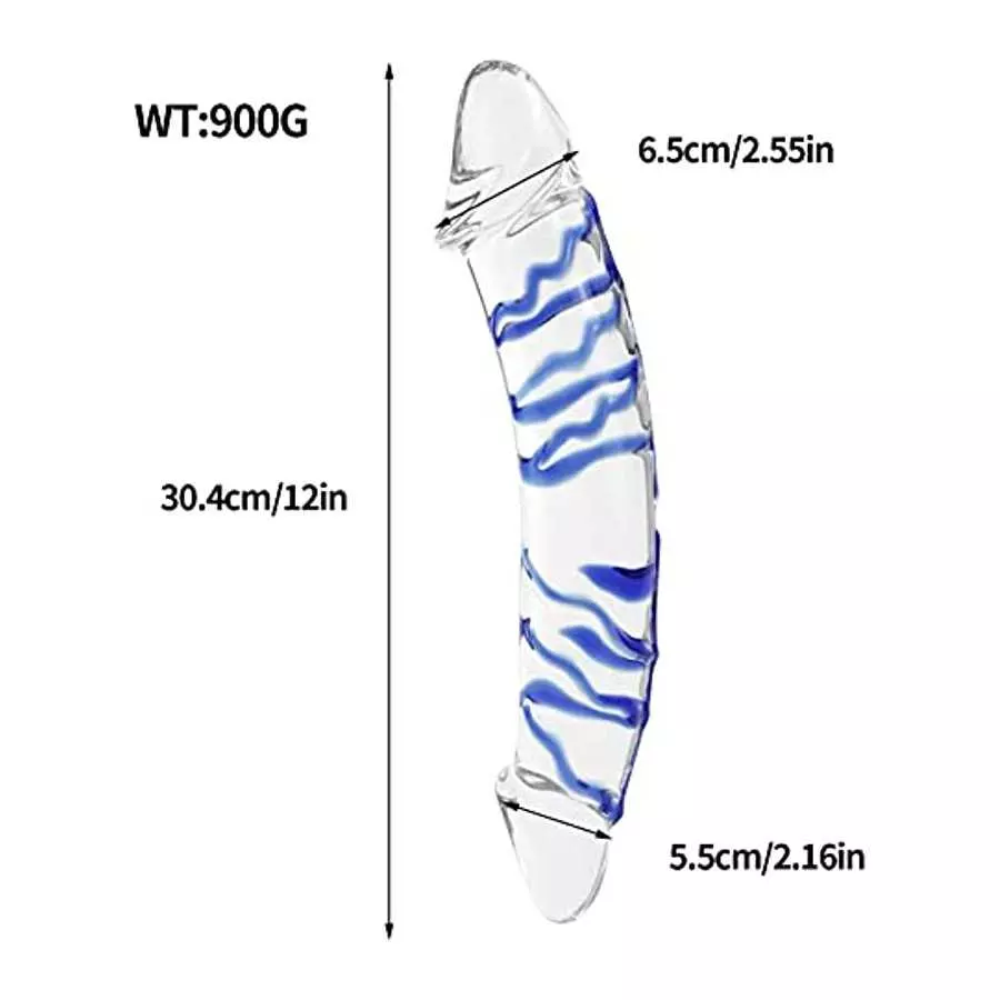 Double Ended Glass Dildo for Anal Vagina for Women,Big Realistic Crystal Penis with Raised Spiral Texture for G-spot Stimulator