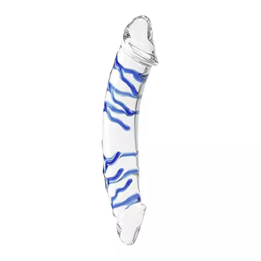Double Ended Glass Dildo for Anal Vagina for Women,Big Realistic Crystal Penis with Raised Spiral Texture for G-spot Stimulator