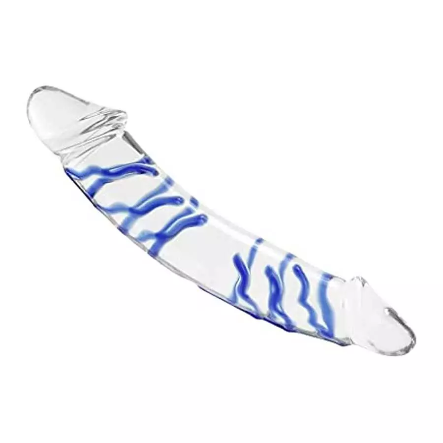 Double Ended Glass Dildo for Anal Vagina for Women,Big Realistic Crystal Penis with Raised Spiral Texture for G-spot Stimulator