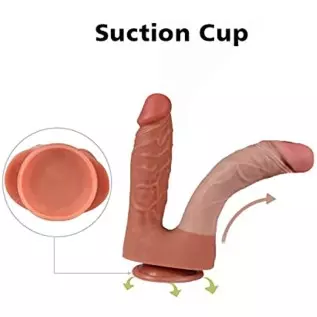 Double-Ended Dildo Silicone Sex Toy, Realistic 8.46" Double Sided Dildos with Strong Suction Cups Flexible Adult Sex Toy for Men