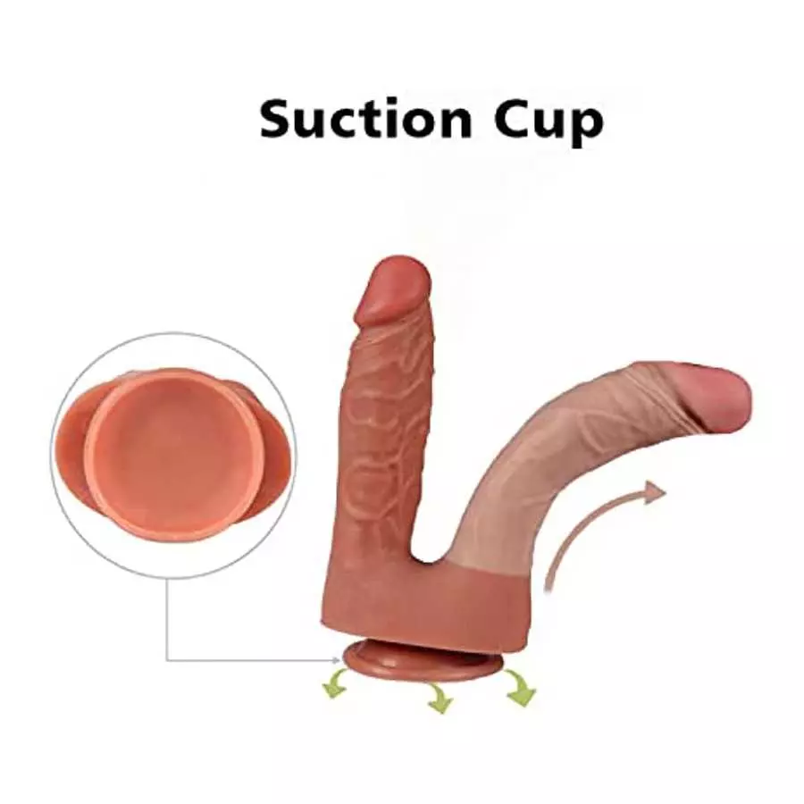 Double-Ended Dildo Silicone Sex Toy, Realistic 8.46" Double Sided Dildos with Strong Suction Cups Flexible Adult Sex Toy for Men
