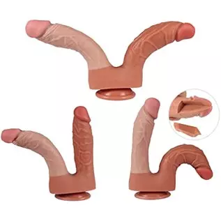 Double-Ended Dildo Silicone Sex Toy, Realistic 8.46" Double Sided Dildos with Strong Suction Cups Flexible Adult Sex Toy for Men