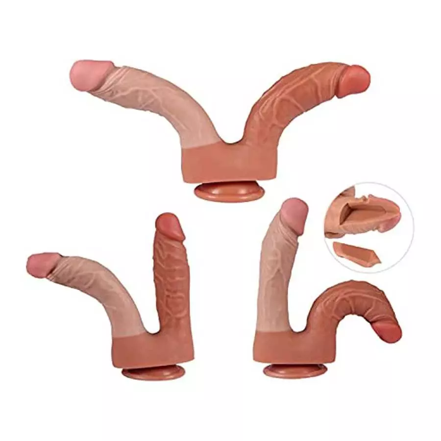 Double-Ended Dildo Silicone Sex Toy, Realistic 8.46" Double Sided Dildos with Strong Suction Cups Flexible Adult Sex Toy for Men