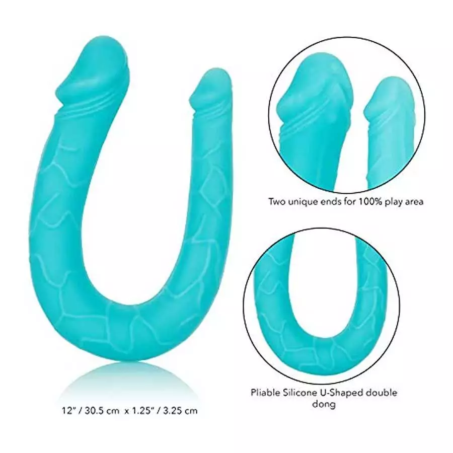 CalExotics SE-0311-75-2 Silicone Double Dong AC/DC Dong - Teal