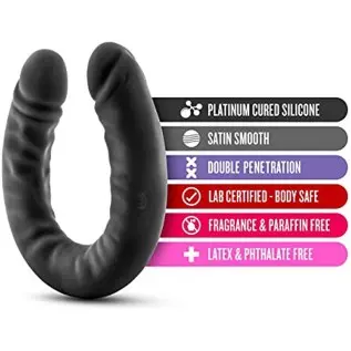 Blush Ruse Platinum Cured Ultrasilk Puria Silicone Double Headed Dildo - 18 Inch Curved Realistic DP Double Penetration Dildo fo