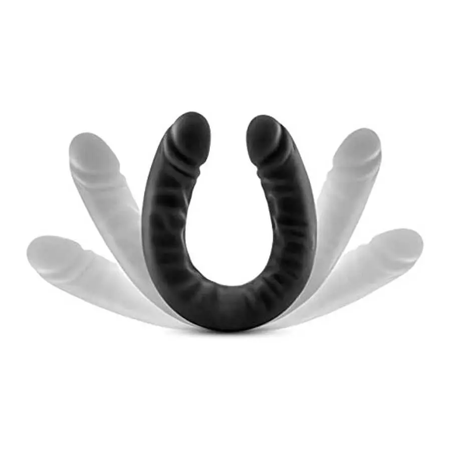 Blush Ruse Platinum Cured Ultrasilk Puria Silicone Double Headed Dildo - 18 Inch Curved Realistic DP Double Penetration Dildo fo