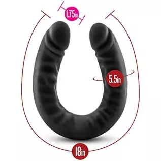 Blush Ruse Platinum Cured Ultrasilk Puria Silicone Double Headed Dildo - 18 Inch Curved Realistic DP Double Penetration Dildo fo
