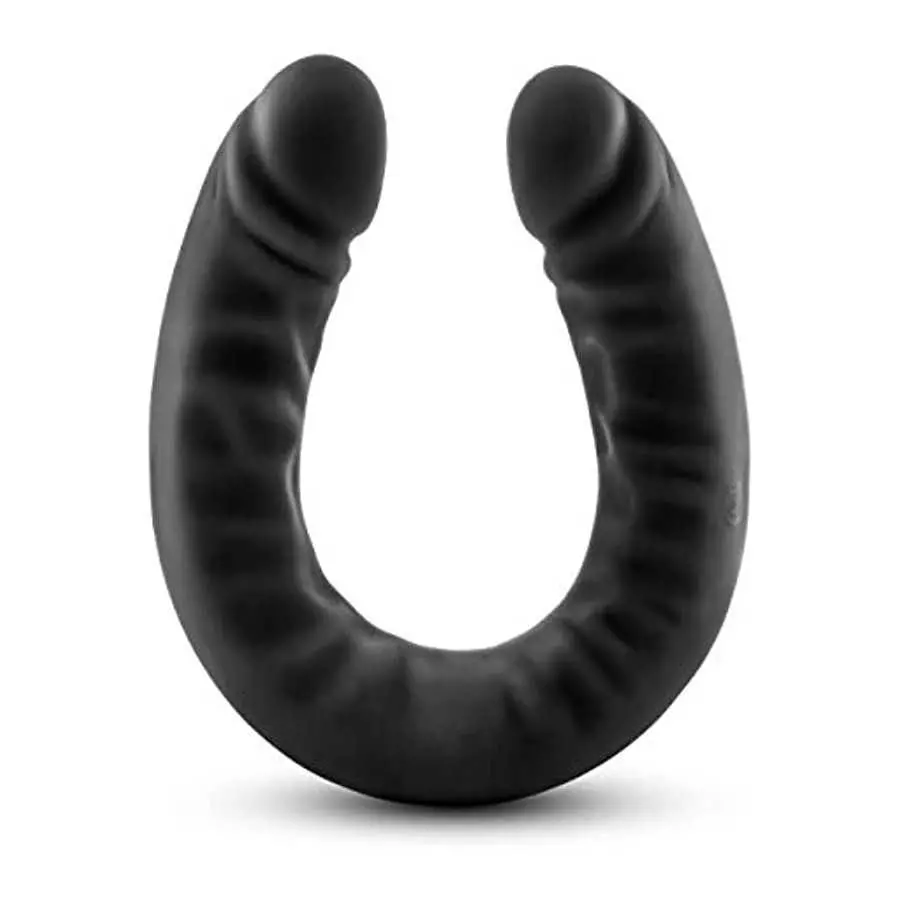 Blush Ruse Platinum Cured Ultrasilk Puria Silicone Double Headed Dildo - 18 Inch Curved Realistic DP Double Penetration Dildo fo