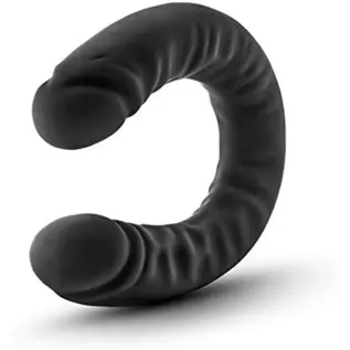 Blush Ruse Platinum Cured Ultrasilk Puria Silicone Double Headed Dildo - 18 Inch Curved Realistic DP Double Penetration Dildo fo