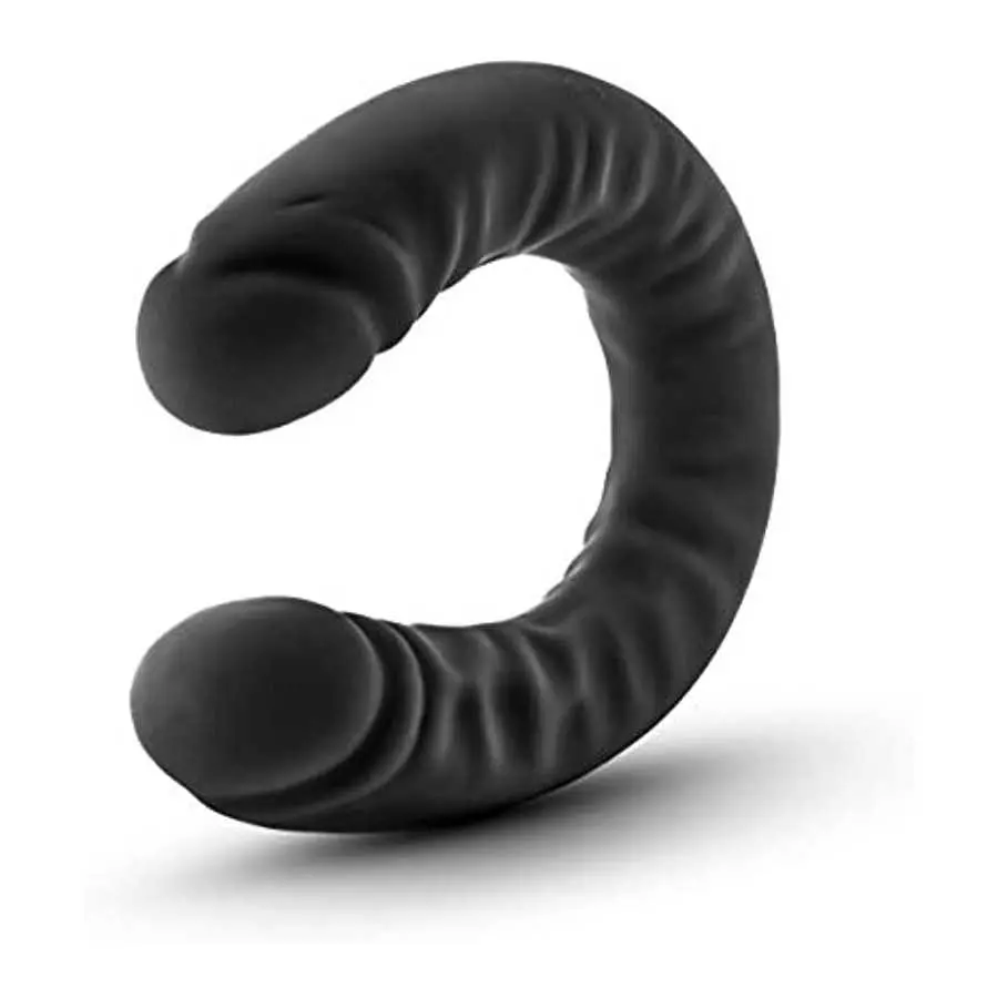 Blush Ruse Platinum Cured Ultrasilk Puria Silicone Double Headed Dildo - 18 Inch Curved Realistic DP Double Penetration Dildo fo