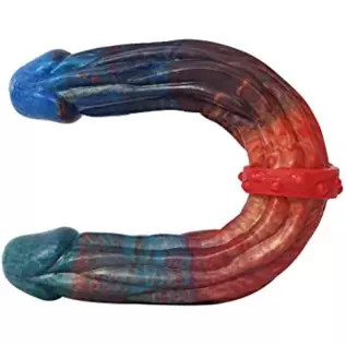 13 inches Long Double End Devil Dildo, Body-Safe Red&Cyan Silicone Double Headed Anal Butt Plug Sex Toy Penetration Dual Dong fo