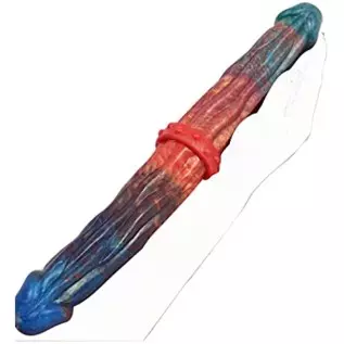 13 inches Long Double End Devil Dildo, Body-Safe Red&Cyan Silicone Double Headed Anal Butt Plug Sex Toy Penetration Dual Dong fo