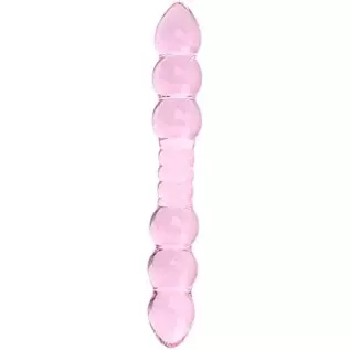 Remeonight Pink Double Ended Glass Dildo Pleasure Wand Crystal Penis Glass Anal Bead Plug Sex Toy for Male Female Masturbation