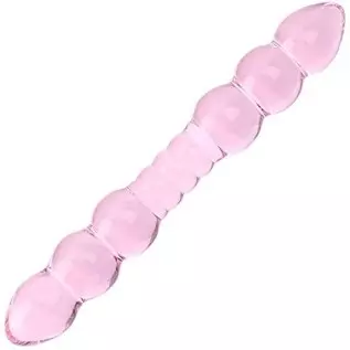 Remeonight Pink Double Ended Glass Dildo Pleasure Wand Crystal Penis Glass Anal Bead Plug Sex Toy for Male Female Masturbation