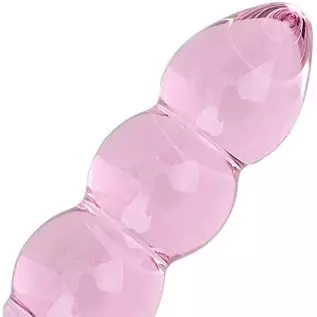 Remeonight Pink Double Ended Glass Dildo Pleasure Wand Crystal Penis Glass Anal Bead Plug Sex Toy for Male Female Masturbation