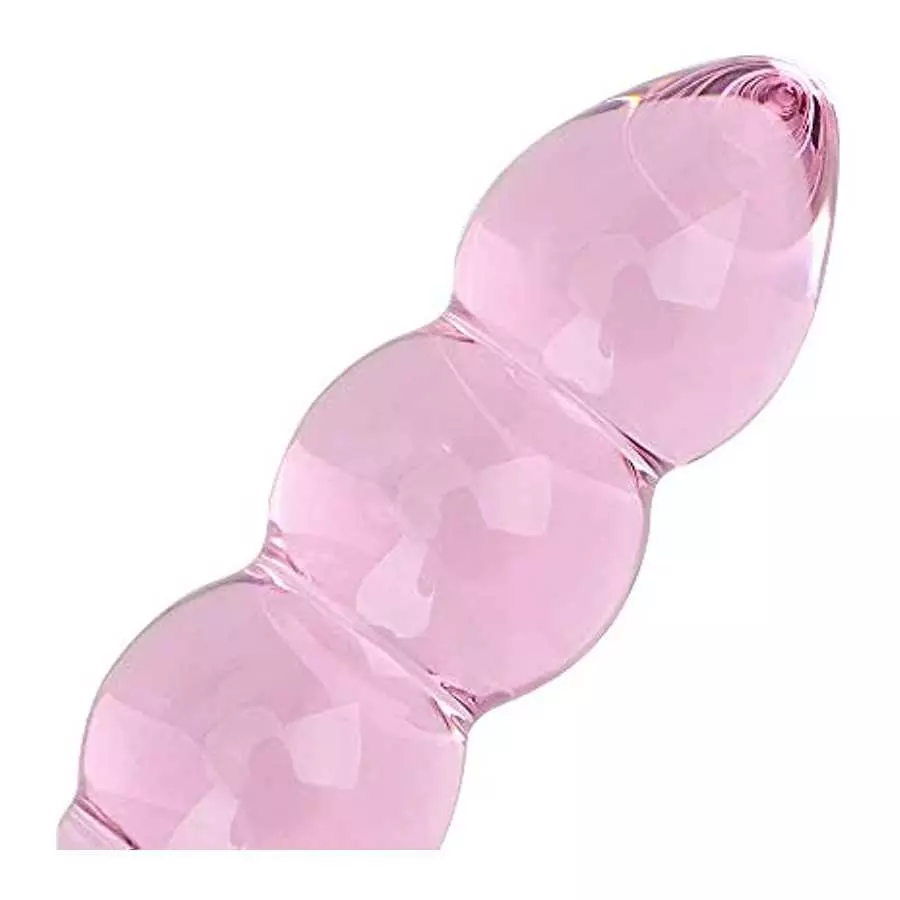 Remeonight Pink Double Ended Glass Dildo Pleasure Wand Crystal Penis Glass Anal Bead Plug Sex Toy for Male Female Masturbation