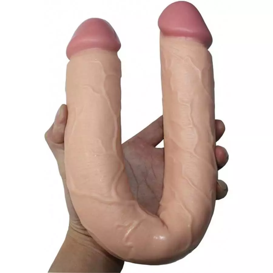 18 Inch Double Sided Dong Ended Realistic Sturdy Dildo - Double Header Ended Penis for Women Lesbian (Flesh)