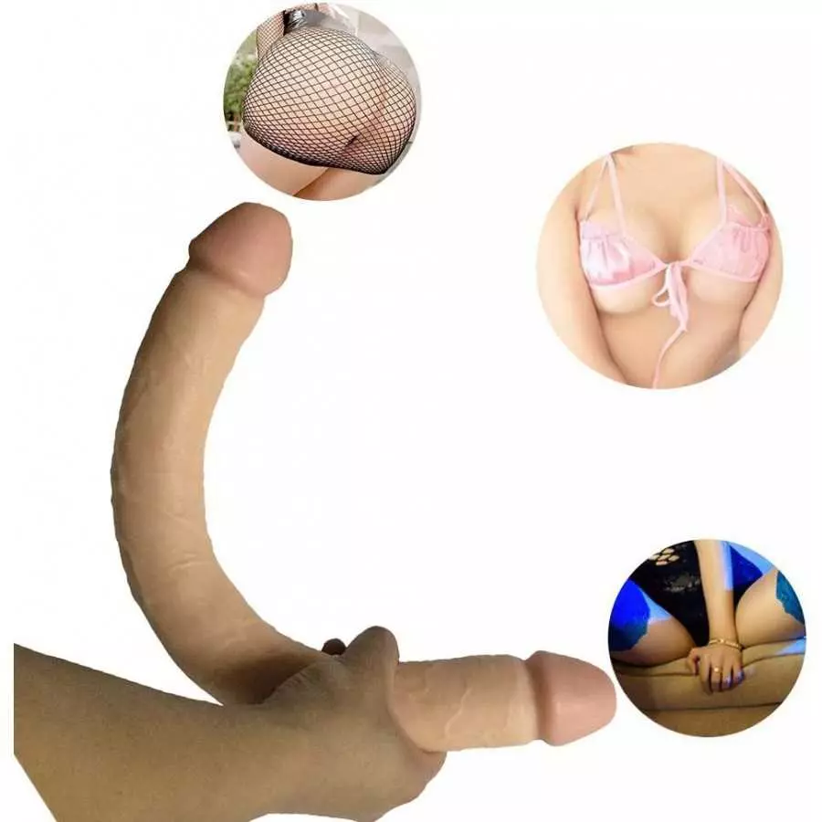 18 Inch Double Sided Dong Ended Realistic Sturdy Dildo - Double Header Ended Penis for Women Lesbian (Flesh)