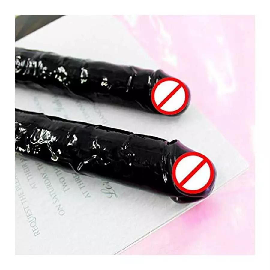 ABOOFAN Double Headed Dildos G Spot Dong Vaginal G- spot Anal Masturbation Toy for Female Women Toys ( Black L )