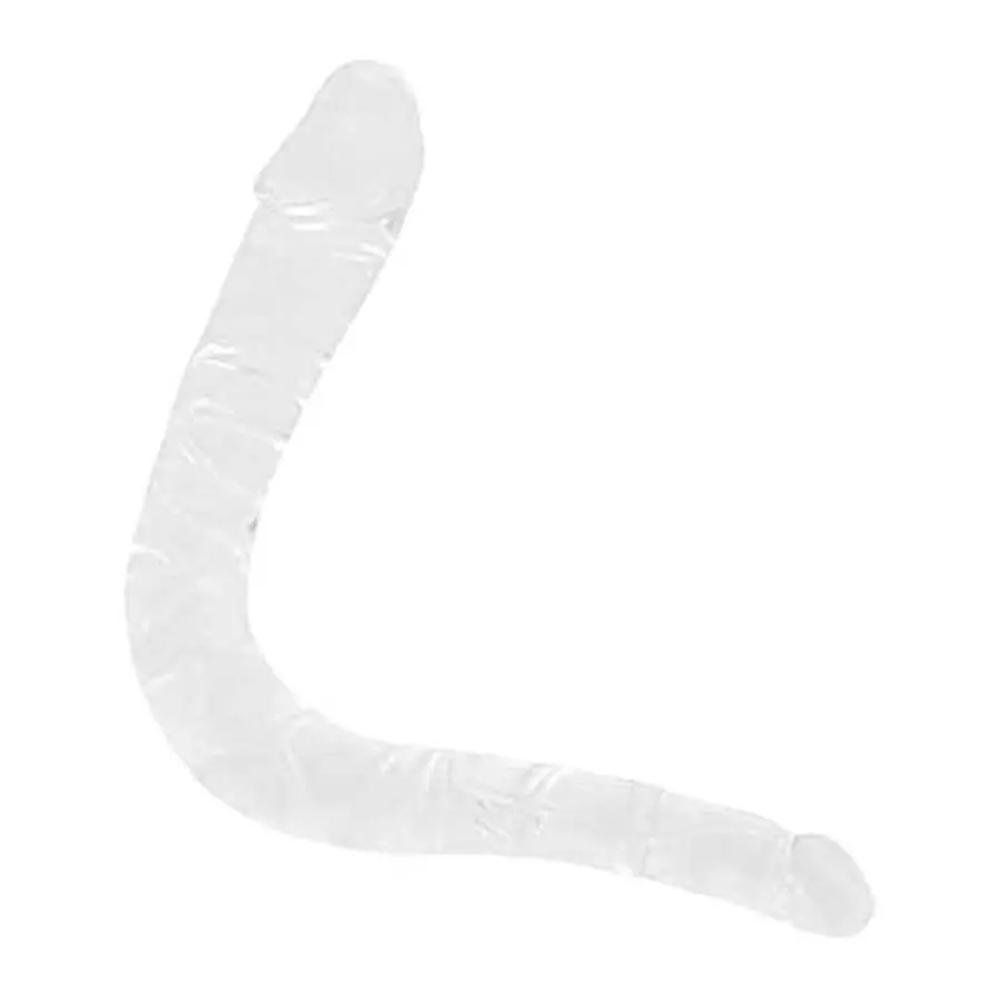 Small Double Dildo Crystal Jelly Realistic Anal Long Dildo Penis with Veins and Glans Adult Sex Toys for Women/Men/Lesbian (S)