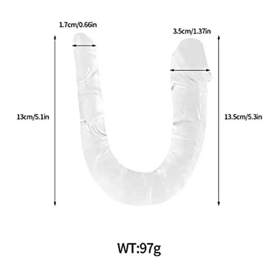 Small Double Dildo Crystal Jelly Realistic Anal Long Dildo Penis with Veins and Glans Adult Sex Toys for Women/Men/Lesbian (S)