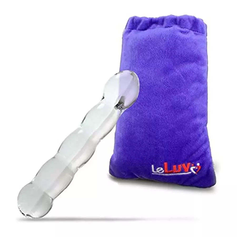LeLuv Glass Dildo Bulb Shaft Bulb Tilted Head Bulb Base with Embroidered Padded Pounch LeLuv Glass Dildo Bulb Shaft Bulb Tilted Head Bulb Base with Embroidered Padded Pounch