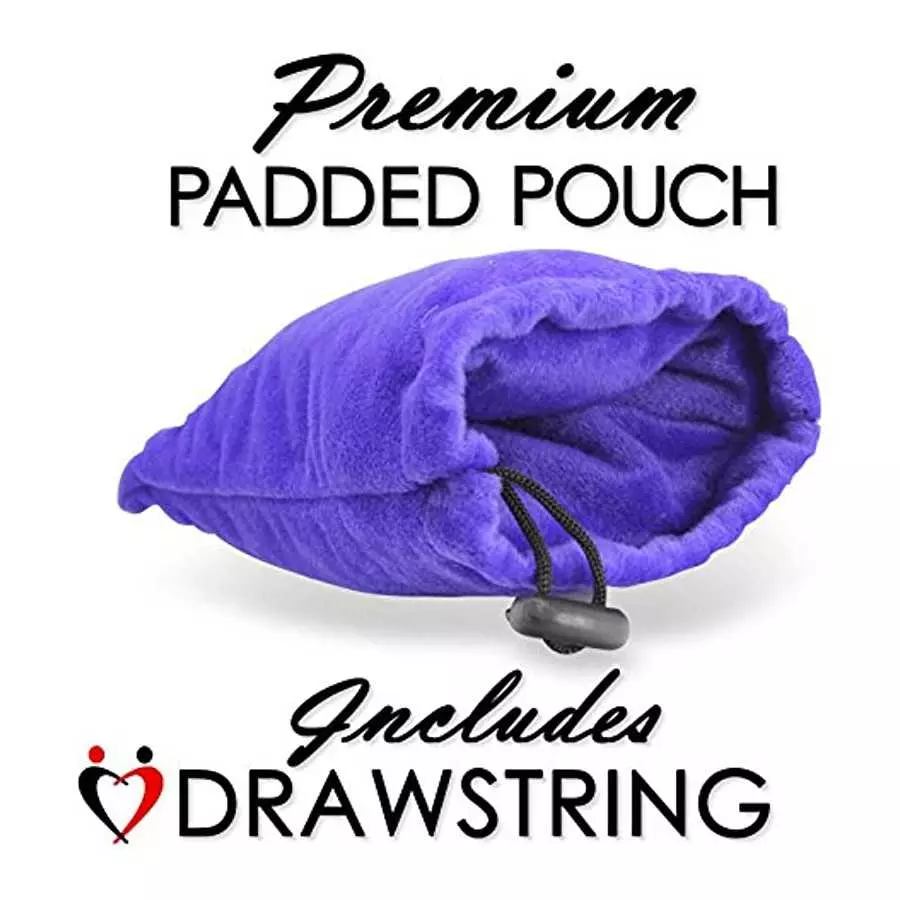 LeLuv Glass Dildo Bulb Shaft Bulb Tilted Head Bulb Base with Embroidered Padded Pounch