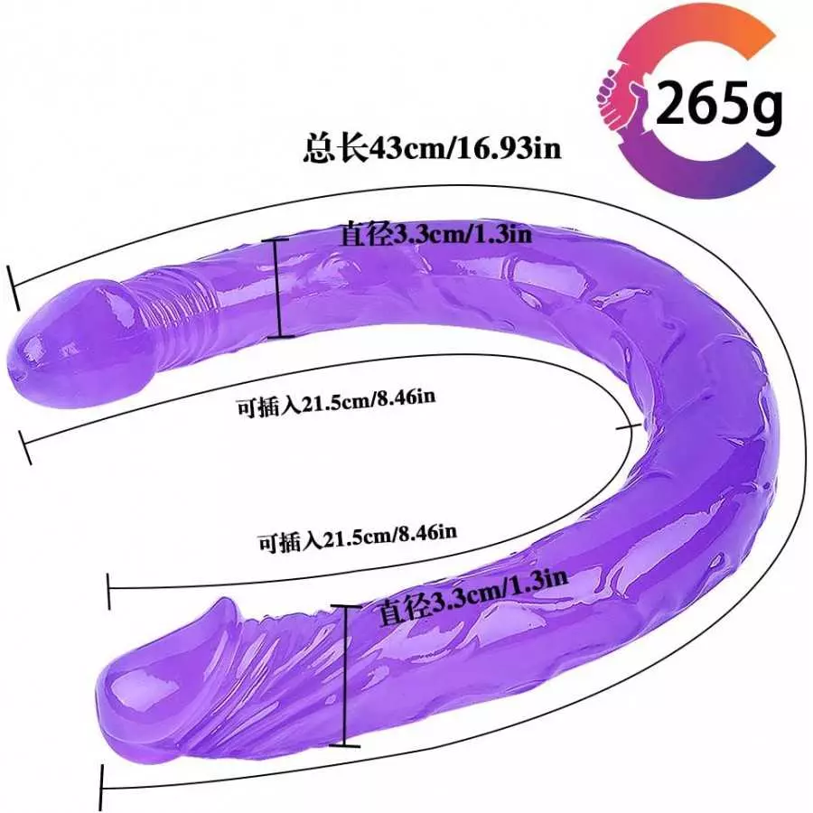 Lesbians Sex Toy Double-Ended Dildo Flexible Realistic Silicone Jelly Dildos Dong G-Spot Stimulator Hands- Play Penis (L, 03-Tra