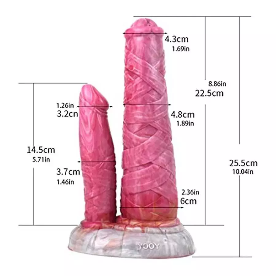 Double-Ended Dildo with Suction Cup Realistic G-Spot Dildos, 10 Inch Huge Double Headed Animal Sex Toy (Pink）