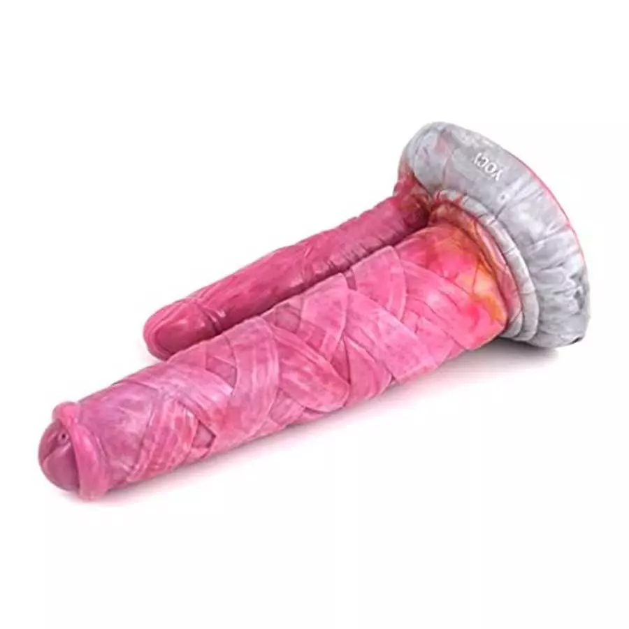 Double-Ended Dildo with Suction Cup Realistic G-Spot Dildos, 10 Inch Huge Double Headed Animal Sex Toy (Pink）