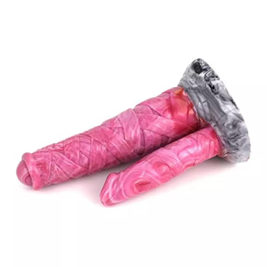 Double-Ended Dildo with Suction Cup Realistic G-Spot Dildos, 10 Inch Huge Double Headed Animal Sex Toy (Pink）