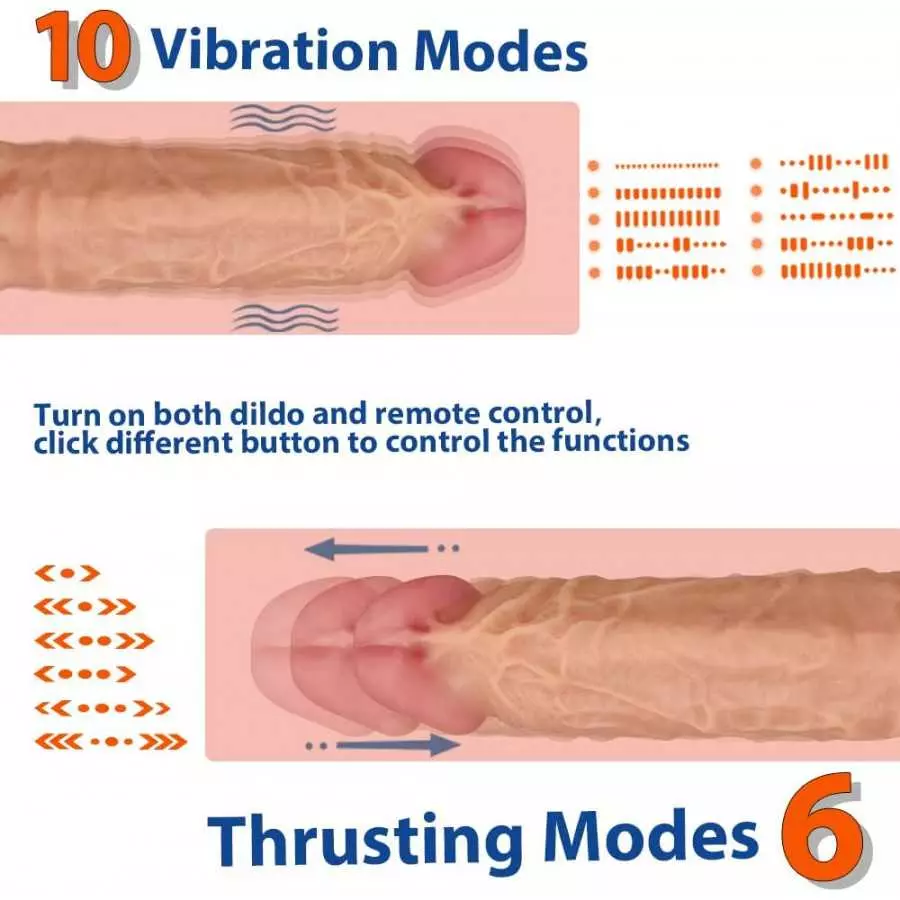 8.6" Thrusting Dildo Vibrator with Vibrating and Heating, Realistic Telescopic Penis for G-spot Stimulation, Remote Control Auto