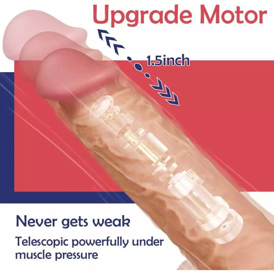 8.6" Thrusting Dildo Vibrator with Vibrating and Heating, Realistic Telescopic Penis for G-spot Stimulation, Remote Control Auto