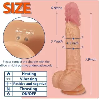 8.6" Thrusting Dildo Vibrator with Vibrating and Heating, Realistic Telescopic Penis for G-spot Stimulation, Remote Control Auto 8.6" Thrusting Dildo Vibrator with Vibrating and Heating, Realistic Telescopic Penis for G-spot Stimulation, Remote Control Auto