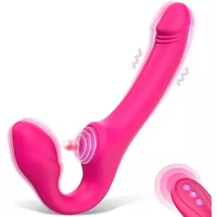 Strapless Strap-On G-Spot Dildo Vibrator for Women, Dreamyslut Anti-Slip Remote Control Realistic Double-Ended Dildo Vibrating B