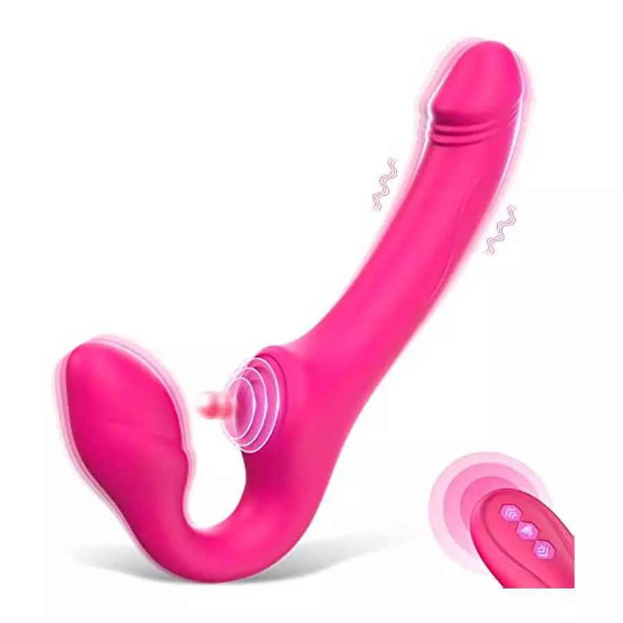 Strapless Strap-On G-Spot Dildo Vibrator for Women, Dreamyslut Anti-Slip Remote Control Realistic Double-Ended Dildo Vibrating B