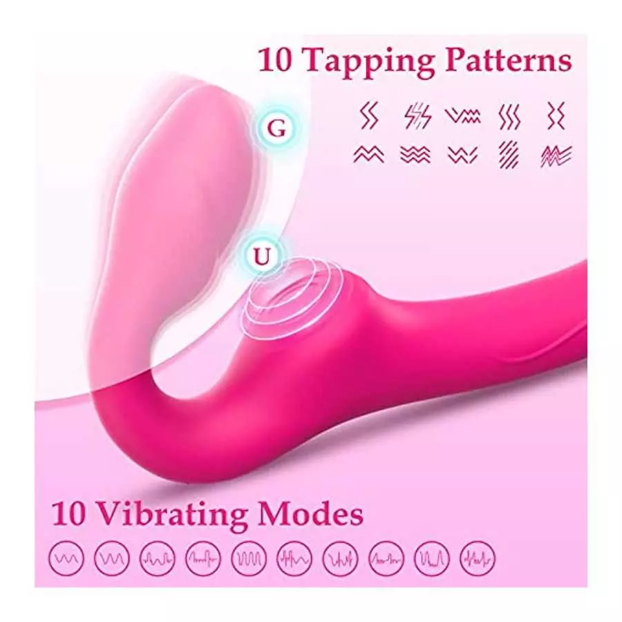 Strapless Strap-On G-Spot Dildo Vibrator for Women, Dreamyslut Anti-Slip Remote Control Realistic Double-Ended Dildo Vibrating B