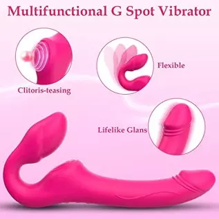 Strapless Strap-On G-Spot Dildo Vibrator for Women, Dreamyslut Anti-Slip Remote Control Realistic Double-Ended Dildo Vibrating B