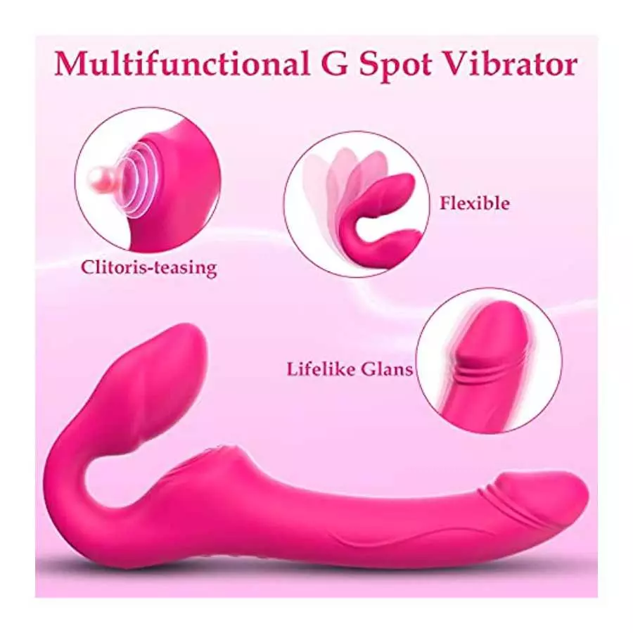 Strapless Strap-On G-Spot Dildo Vibrator for Women, Dreamyslut Anti-Slip Remote Control Realistic Double-Ended Dildo Vibrating B