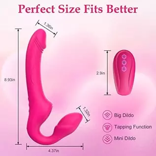 Strapless Strap-On G-Spot Dildo Vibrator for Women, Dreamyslut Anti-Slip Remote Control Realistic Double-Ended Dildo Vibrating B
