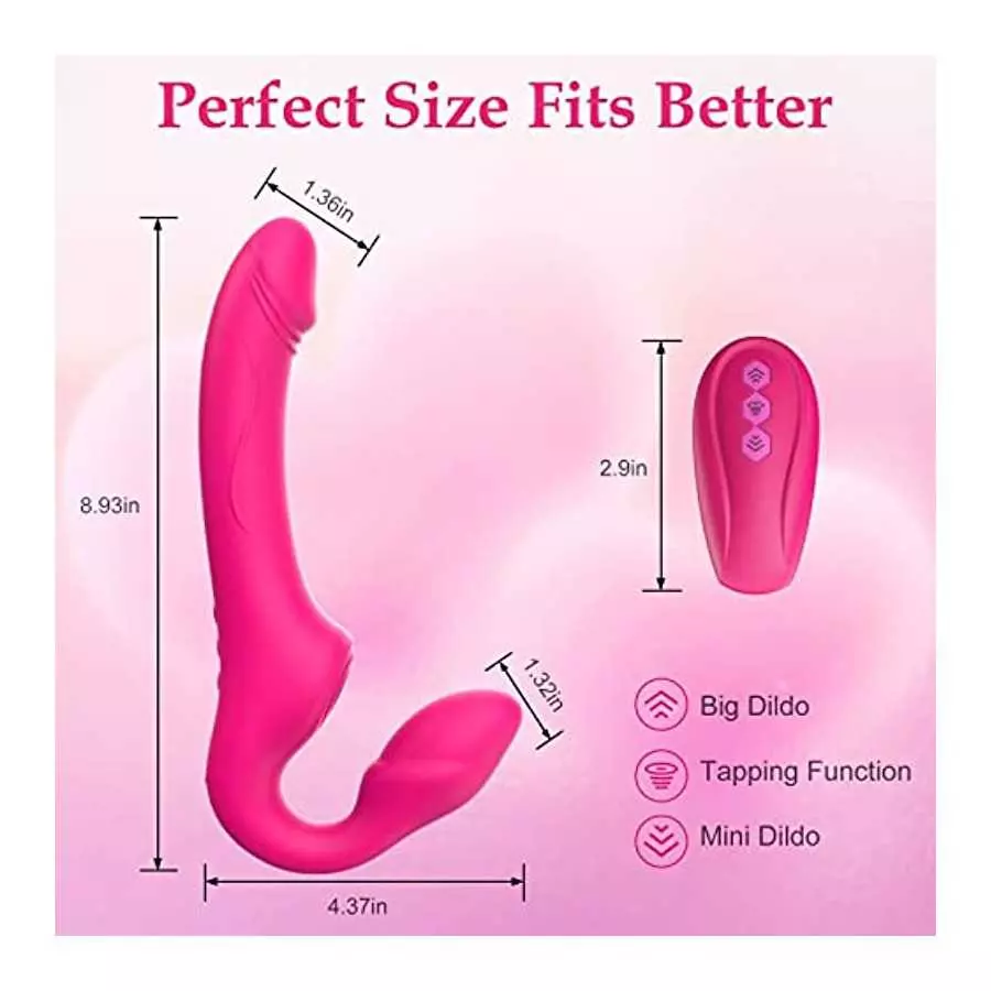 Strapless Strap-On G-Spot Dildo Vibrator for Women, Dreamyslut Anti-Slip Remote Control Realistic Double-Ended Dildo Vibrating B