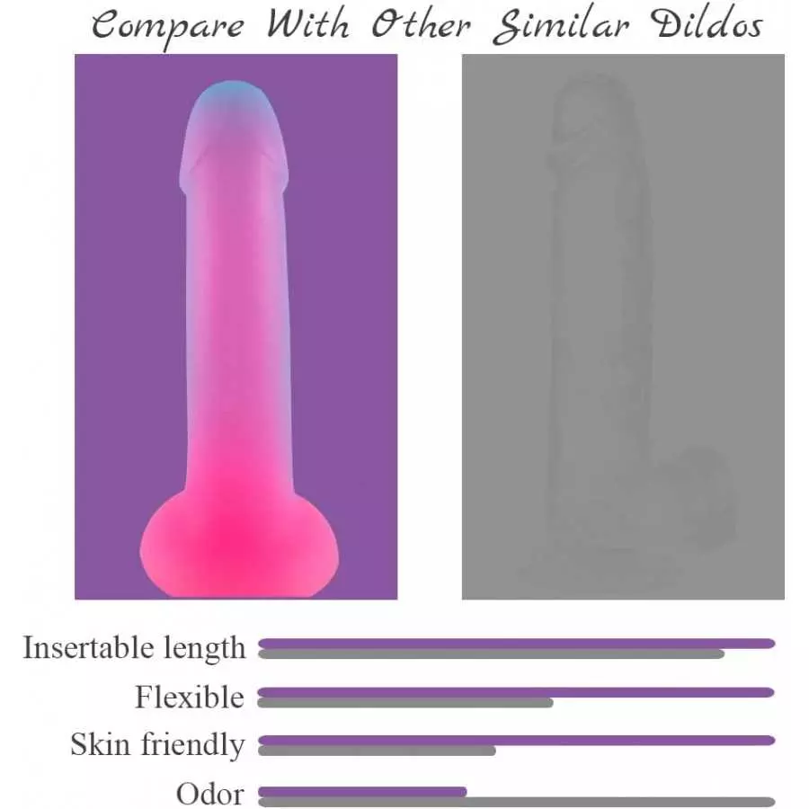 8'' Liquid Silicone Realistic Dildo,Gradient Color Penis for Vaginal and Anal Sex,Adult Sex Toy for G-spot and Prostate Orgasm,L