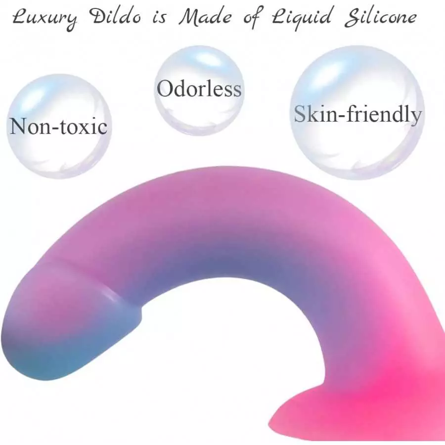 8'' Liquid Silicone Realistic Dildo,Gradient Color Penis for Vaginal and Anal Sex,Adult Sex Toy for G-spot and Prostate Orgasm,L