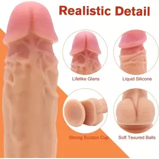Thrusting Black Realistic Dildo Sex Toy for Women with 8 Vibrating Modes for G Spot Clitoral Anal Stimulation, Adorime Silicone