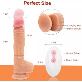 Thrusting Black Realistic Dildo Sex Toy for Women with 8 Vibrating Modes for G Spot Clitoral Anal Stimulation, Adorime Silicone