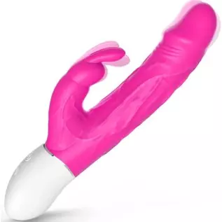 Realistic Rabbit Vibrator with Bunny Ears for G-spot Clitoris Stimulation, Waterproof Rechargeable Dildo Vibrator with 9 Strong