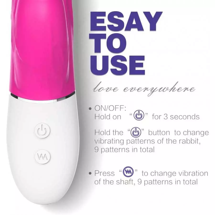 Realistic Rabbit Vibrator with Bunny Ears for G-spot Clitoris Stimulation, Waterproof Rechargeable Dildo Vibrator with 9 Strong