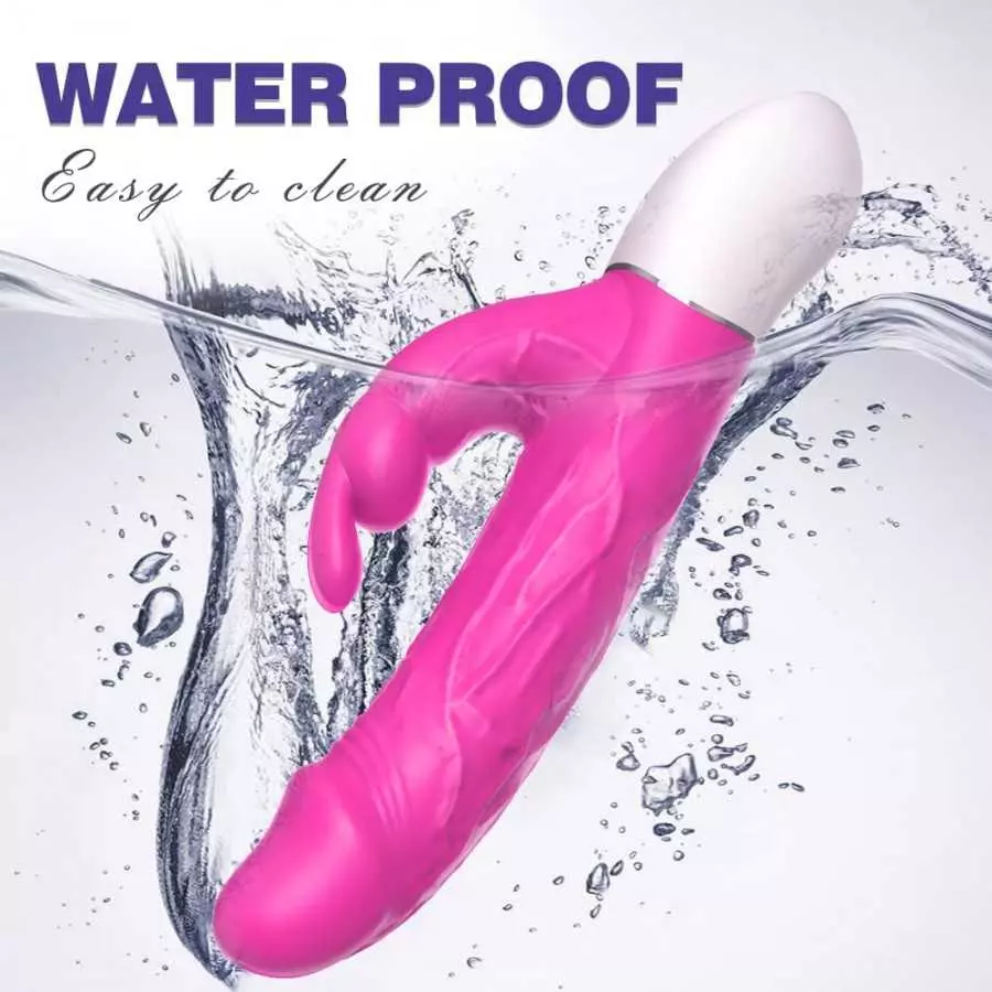 Realistic Rabbit Vibrator with Bunny Ears for G-spot Clitoris Stimulation, Waterproof Rechargeable Dildo Vibrator with 9 Strong