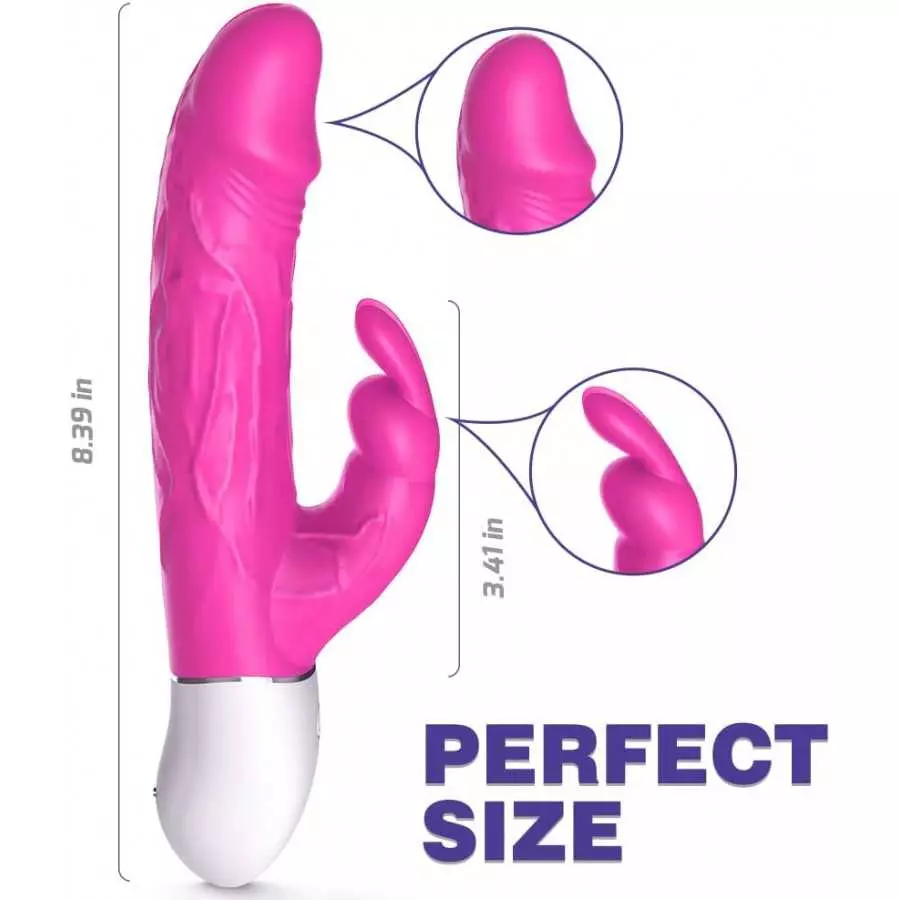 Realistic Rabbit Vibrator with Bunny Ears for G-spot Clitoris Stimulation, Waterproof Rechargeable Dildo Vibrator with 9 Strong