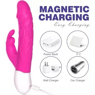 Realistic Rabbit Vibrator with Bunny Ears for G-spot Clitoris Stimulation, Waterproof Rechargeable Dildo Vibrator with 9 Strong Realistic Rabbit Vibrator with Bunny Ears for G-spot Clitoris Stimulation, Waterproof Rechargeable Dildo Vibrator with 9 Strong